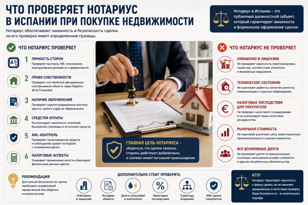 Что проверяет нотариус в Испании 2026